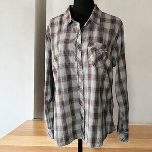 HORNY TOAD ( XL ) Brown/Tan Plaid Snap Up Long Sleeve Pocket Organic Cotton